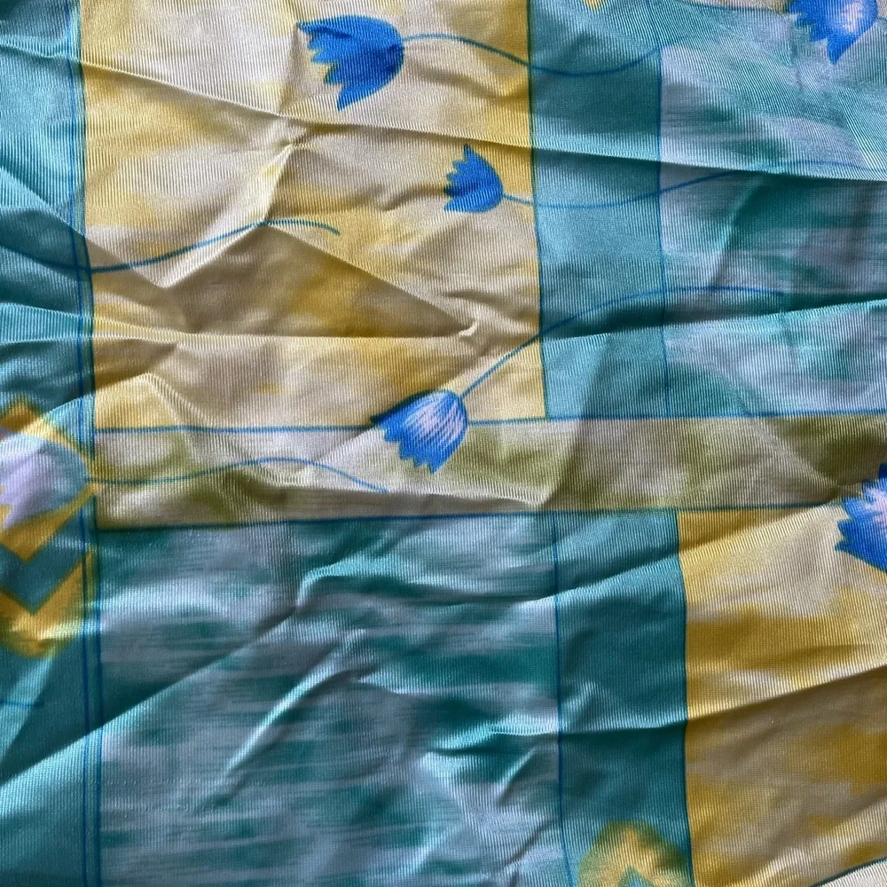 Printed blue green yellow color door window 2!panel curtain 82 * 48 each panel